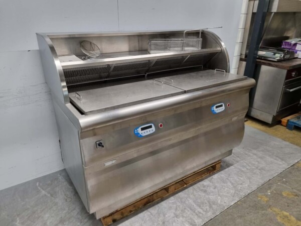 RVS Perfecta Vis-Eco bakwand friteuse frituur 2 pannen GAS 206 cm Horeca - Afbeelding 2