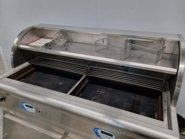 RVS Perfecta Vis-Eco bakwand friteuse frituur 2 pannen GAS 206 cm Horeca - Afbeelding 4