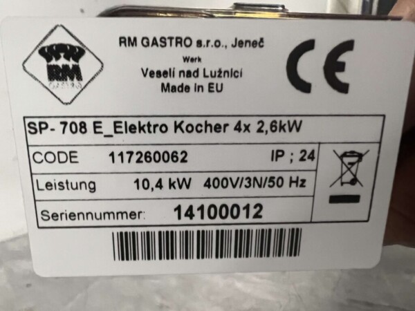 RVS RM Gastro Elektrisch fornuis kookplaat 4 pitten 400V 80 cm Horeca - Afbeelding 5