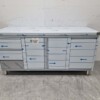 RVS Werkkast Kast Werktafel 2 klapdeuren en 3 laden en afvalbak 180 cm Horeca