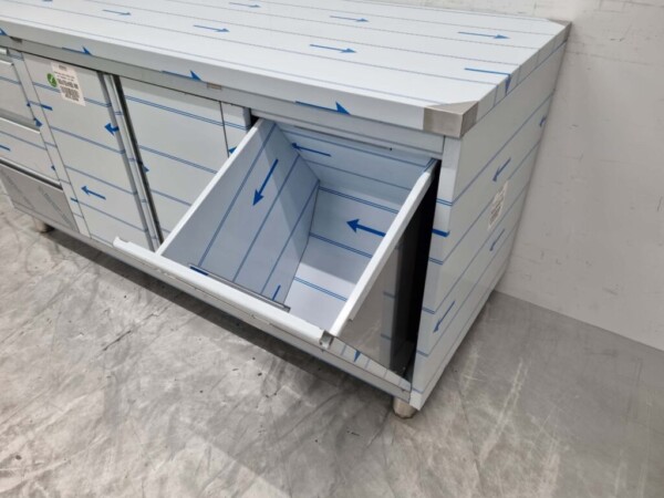 RVS Werkkast Kast Werktafel 2 klapdeuren en 3 laden en afvalbak 180 cm Horeca - Afbeelding 4