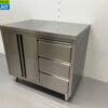 RVS Werkkast Kast Werktafel 2 klapdeuren en 3 laden 100 cm Horeca - Afbeelding 3