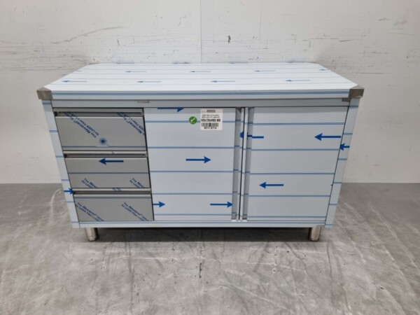 RVS Werkkast Kast Werktafel 2 klapdeuren en 3 laden 140 cm Horeca