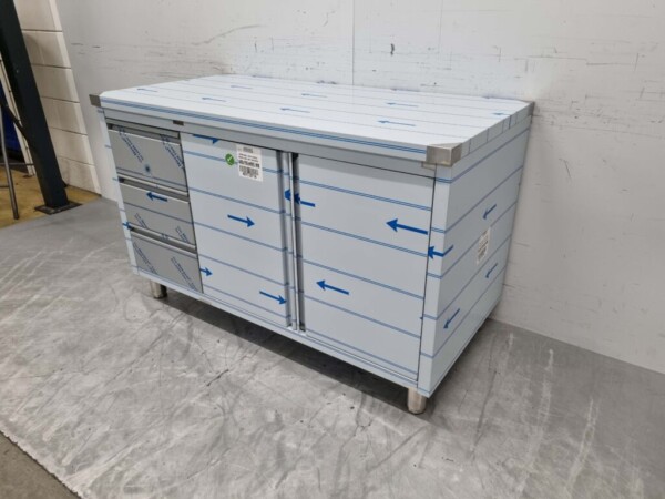 RVS Werkkast Kast Werktafel 2 klapdeuren en 3 laden 140 cm Horeca - Afbeelding 3