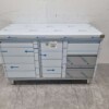RVS Werkkast Kast Werktafel, klapdeur, 3 laden en afvalbak 140 cm Horeca