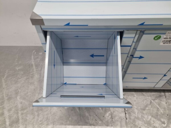 RVS Werkkast Kast Werktafel, klapdeur, 3 laden en afvalbak 140 cm Horeca - Afbeelding 6