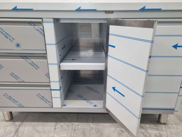 RVS Werkkast Kast Werktafel, klapdeur, 3 laden en afvalbak 140 cm Horeca - Afbeelding 7