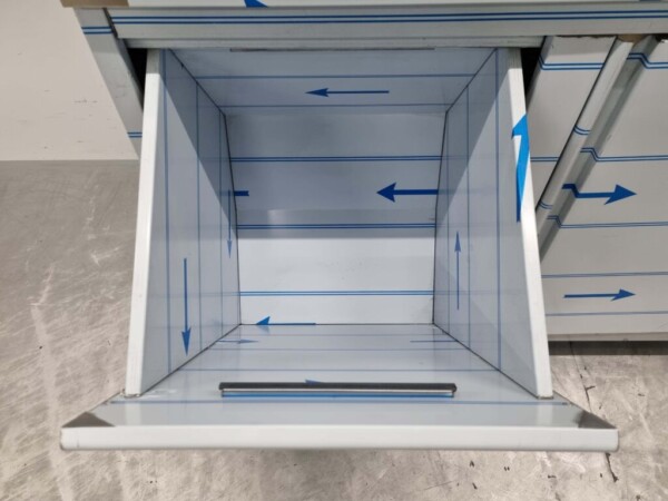 RVS Werkkast Kast Werktafel 2 klapdeuren, 3 laden en afvalbak 160 cm Horeca - Afbeelding 5
