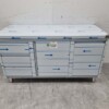 RVS Werkkast Kast Werktafel 2 klapdeuren, 3 laden en afvalbak 160 cm Horeca