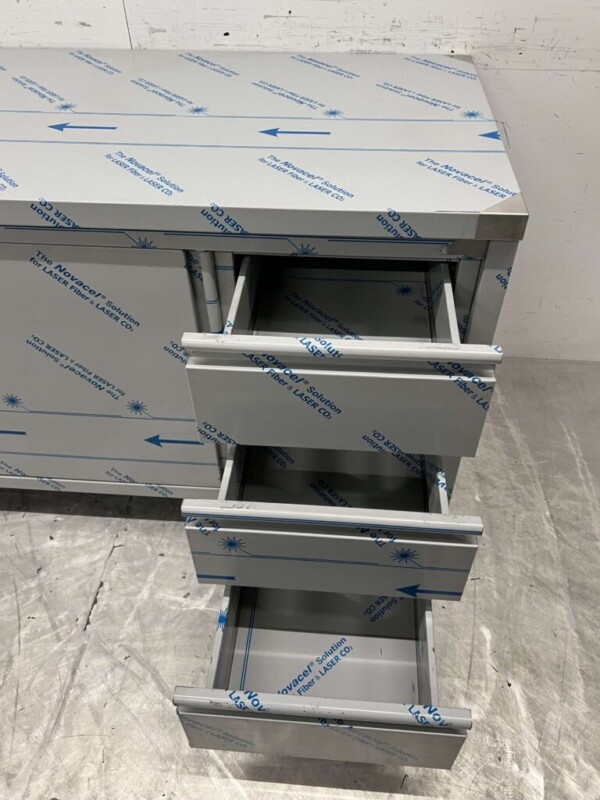 RVS Werkkast Kast Werktafel 2 schuifdeuren en 3 laden 160 cm Horeca - Afbeelding 5