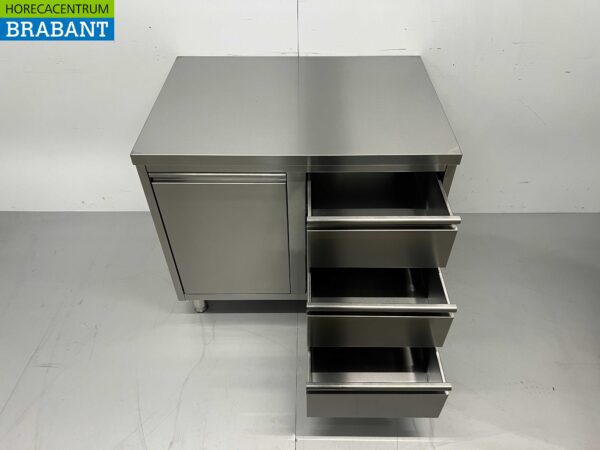RVS Werkkast Kast Werktafel Afvalbak en 3 laden 100 cm Horeca - Afbeelding 5