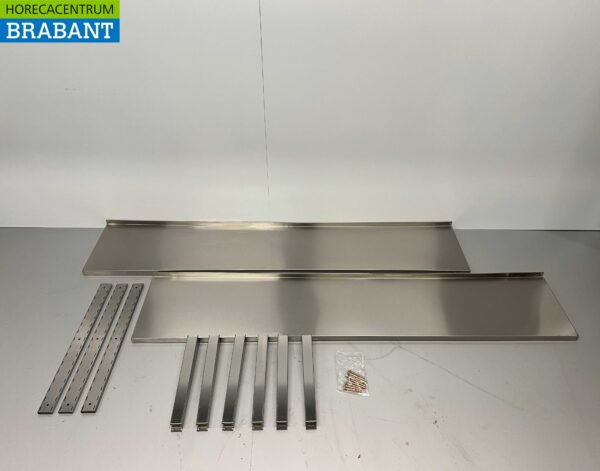 RVS Dubbel wandschap schap 200 x 40 cm Horeca