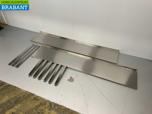 RVS Dubbel wandschap schap 200 x 40 cm Horeca - Afbeelding 2