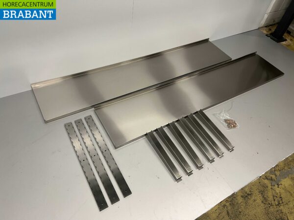 RVS Dubbel wandschap schap 200 x 40 cm Horeca - Afbeelding 3