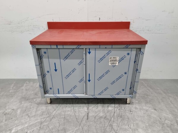 RVS Polyethylene PE Werkkast Kast Snijtafel 2 schuifdeuren 120 cm Horeca Slagerij