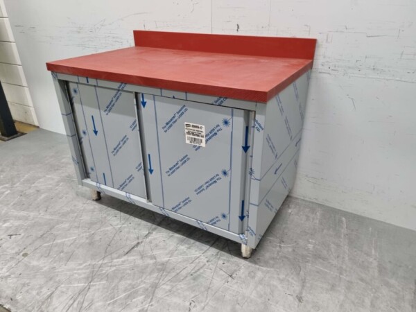 RVS Polyethylene PE Werkkast Kast Snijtafel 2 schuifdeuren 120 cm Horeca Slagerij - Afbeelding 2