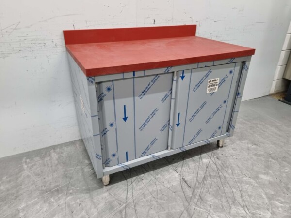 RVS Polyethylene PE Werkkast Kast Snijtafel 2 schuifdeuren 120 cm Horeca Slagerij - Afbeelding 3