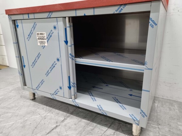 RVS Polyethylene PE Werkkast Kast Snijtafel 2 schuifdeuren 120 cm Horeca Slagerij - Afbeelding 5