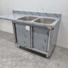 RVS Spoeltafel dubbele spoelbakken Premium-line 2 schuifdeuren 160 cm Horeca - Afbeelding 2