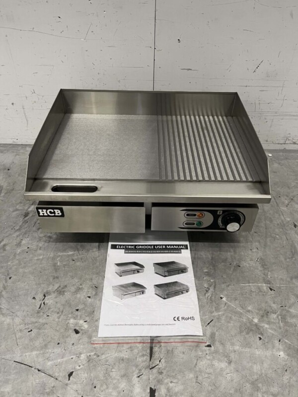 RVS HCB Grillplaat Bakplaat 1/2 Geribbelde plaat 55 cm 230V Horeca