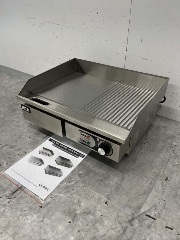 RVS HCB Grillplaat Bakplaat 1/2 Geribbelde plaat 55 cm 230V Horeca - Afbeelding 2
