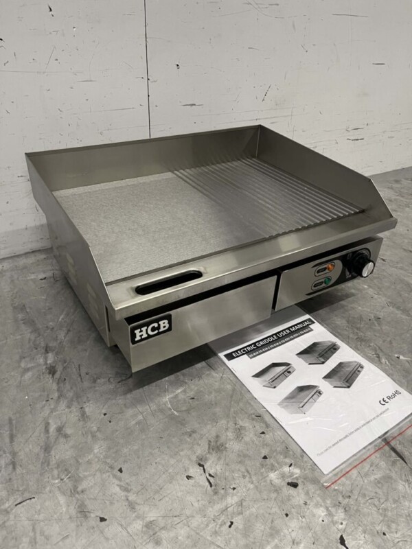 RVS HCB Grillplaat Bakplaat 1/2 Geribbelde plaat 55 cm 230V Horeca - Afbeelding 3