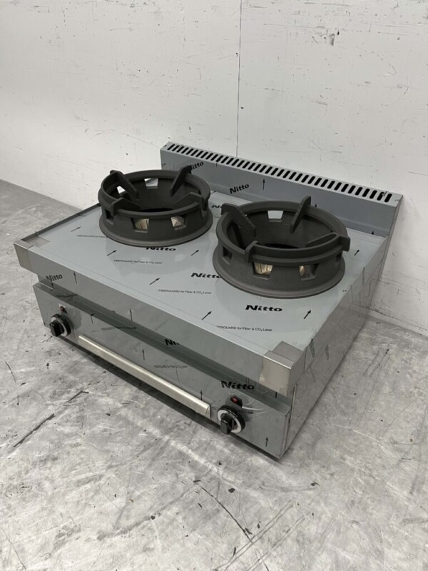 RVS Woktafel wokfornuis 650 Series 2 branders 65 cm Gas Horeca - Afbeelding 2