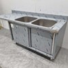 RVS Spoeltafel dubbele spoelbakken 2 schuifdeuren Premium-line 200 cm Horeca - Afbeelding 2