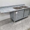 RVS Spoeltafel dubbele spoelbakken 2 schuifdeuren Premium-line 200 cm Horeca - Afbeelding 3