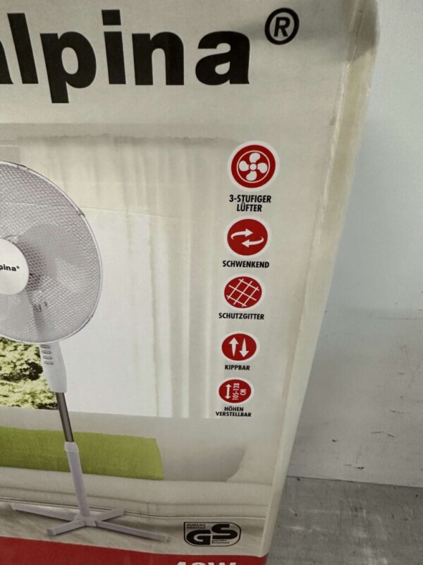 Alpina ventilator - Staand - Ø 40 cm - Kantelbaar - Zwenkfunctie - Wit - Afbeelding 2