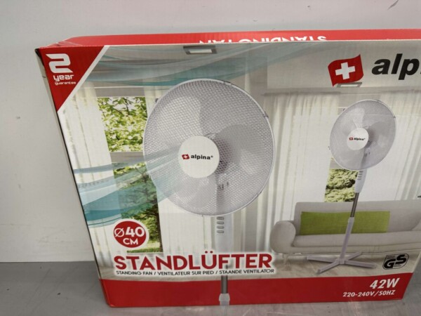 Alpina ventilator - Staand - Ø 40 cm - Kantelbaar - Zwenkfunctie - Wit - Afbeelding 4