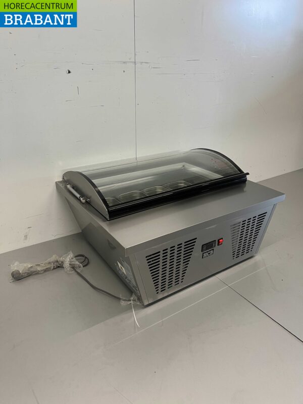 RVS Schepijsvitrine Opzet vriesvitrine 4 x 5 liter (1/3 GN) 87 cm 230V Horeca - Afbeelding 2