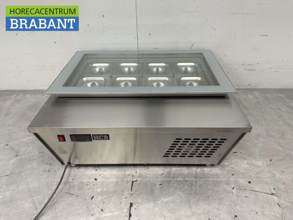 RVS Schepijsvitrine Opzet vriesvitrine 8 x 1/6 GN 80,5 230V Horeca