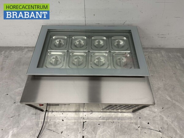 RVS Schepijsvitrine Opzet vriesvitrine 8 x 1/6 GN 80,5 230V Horeca - Afbeelding 2