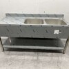 RVS Spoeltafel dubbele spoelbakken Premium-line Gelast model 180 cm Horeca