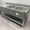 RVS Spoeltafel dubbele spoelbakken Premium-line Gelast model 180 cm Horeca - Afbeelding 2