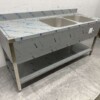 RVS Spoeltafel dubbele spoelbakken Premium-line Gelast model 180 cm Horeca - Afbeelding 3
