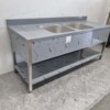 RVS Spoeltafel dubbele spoelbakken Premium-line Gelast model 200 cm Horeca - Afbeelding 3