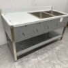 RVS Spoeltafel dubbele spoelbakken Premium-line Gelast model 160 cm Horeca - Afbeelding 2