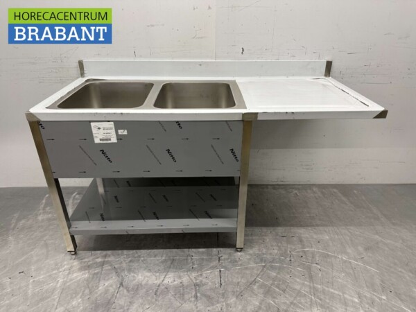 RVS Spoeltafel dubbele spoelbakken Premium-line 160 cm Horeca