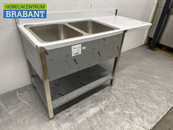 RVS Spoeltafel dubbele spoelbakken Premium-line 160 cm Horeca - Afbeelding 2