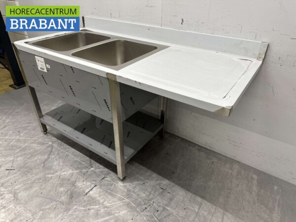 RVS Spoeltafel dubbele spoelbakken Premium-line 160 cm Horeca - Afbeelding 3