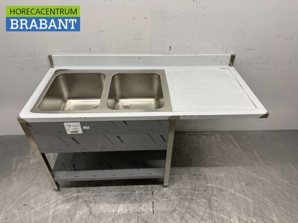 RVS Spoeltafel dubbele spoelbakken Premium-line 160 cm Horeca - Afbeelding 4