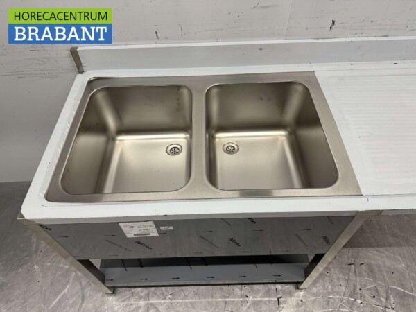 RVS Spoeltafel dubbele spoelbakken Premium-line 160 cm Horeca - Afbeelding 5