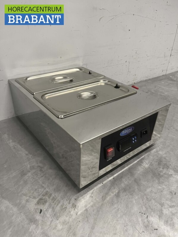RVS Chocoladesmelter Chocoladewarmer Sauzenwarmer 2 x 1/3 GN gastronorm 230V Horeca - Afbeelding 3