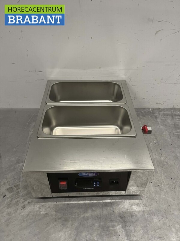 RVS Chocoladesmelter Chocoladewarmer Sauzenwarmer 2 x 1/3 GN gastronorm 230V Horeca - Afbeelding 4