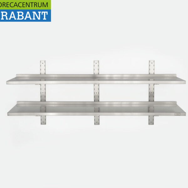 HCB RVS Dubbel wandschap schap 180 x 30 cm Horeca