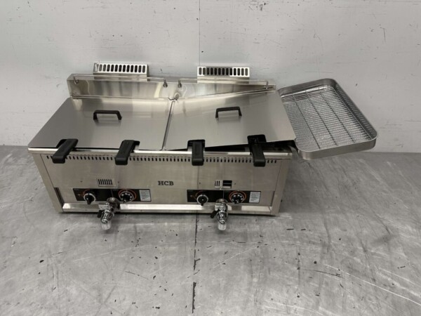 RVS Dubbele Friteuse Frituur 2 x 30 liter PROPAAN gas Horeca - Afbeelding 2