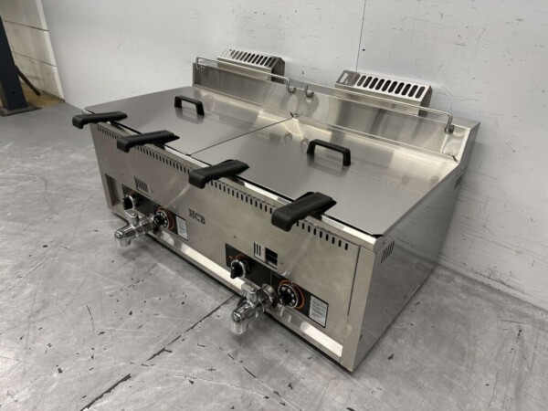 RVS Dubbele Friteuse Frituur 2 x 30 liter PROPAAN gas Horeca - Afbeelding 3