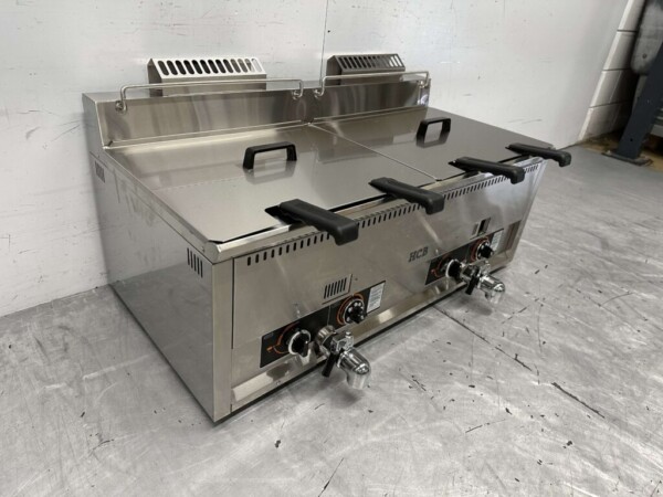 RVS Dubbele Friteuse Frituur 2 x 30 liter PROPAAN gas Horeca - Afbeelding 4